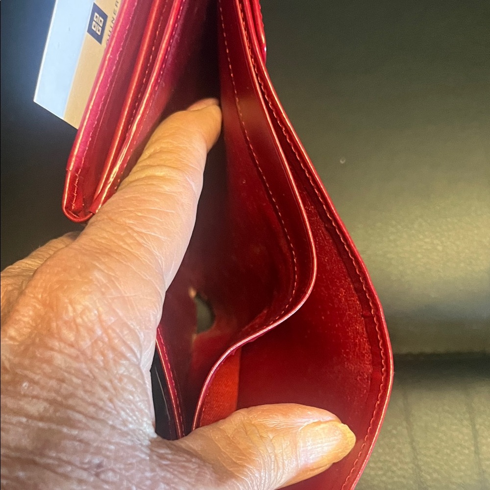 Givenchy Red Leather Envelope Clutch with Gold Emblem - Picture 8 of 12